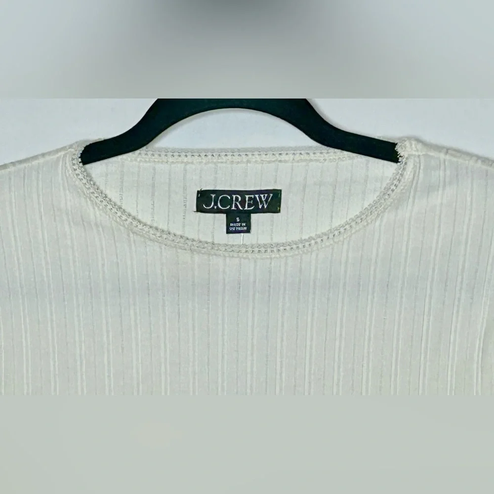 NWT J. Crew Ivory Pointelle Long-Sleeve T-Shirt, Small - Picture 9 of 14